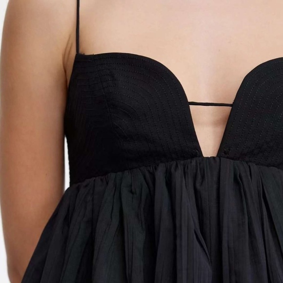 NEW Acler Palermo Sleeveless Sweetheart Bubble-Hem Taffeta Mini Dress - Black - Picture 14 of 14